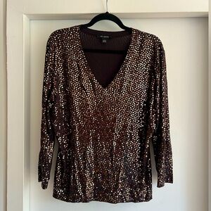 St. John long sleeve sparkle glitter beaded blouse